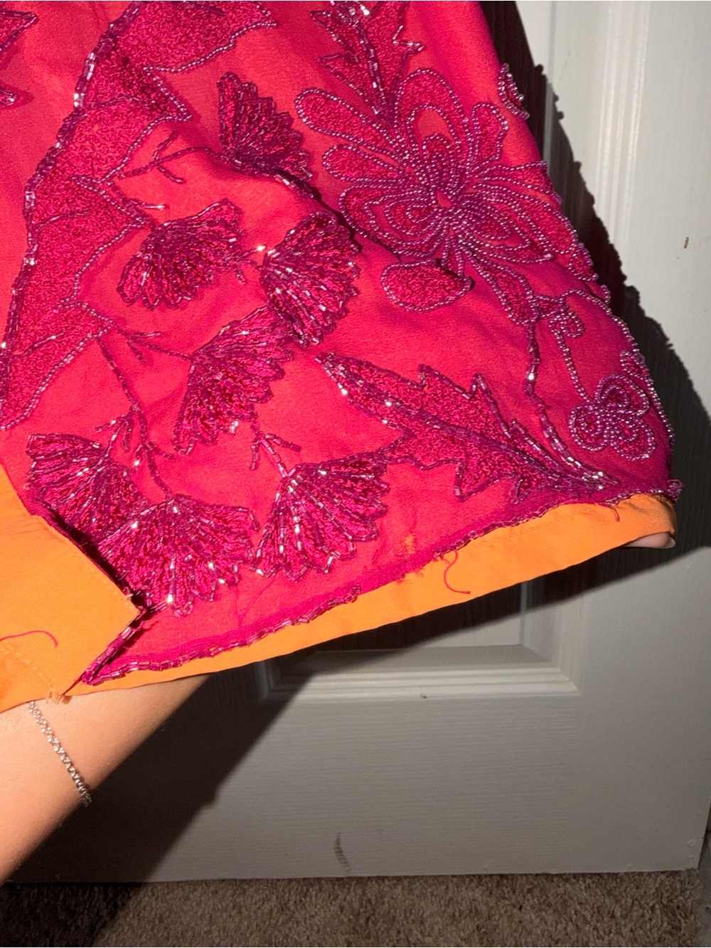 Cache Fuchsia Beaded Maxi Dress with Spaghetti Straps - Picture 9 of 10